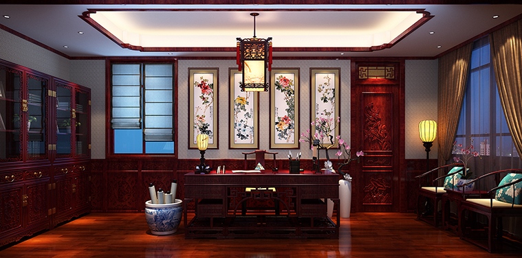 青岛即墨豪宅古典中式装修设计 悠然凌空，随风还真