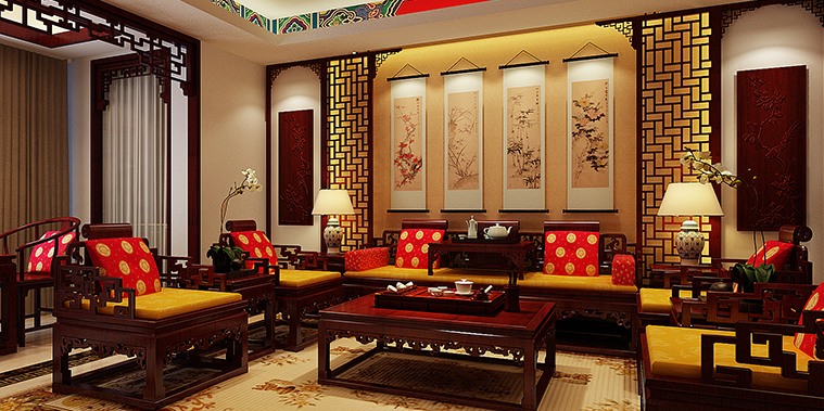 长沙湘江精品住宅中式装修设计 暗香疏影花月满楼