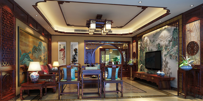 成都复式住宅古典中式设计案例—温馨舒适