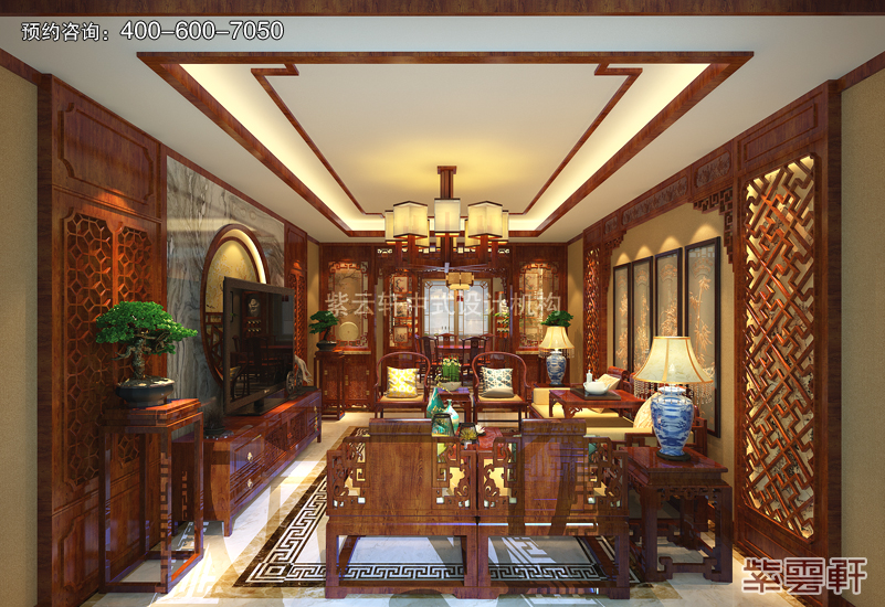 百米平层豪宅植根复古风格 装修图片美如画