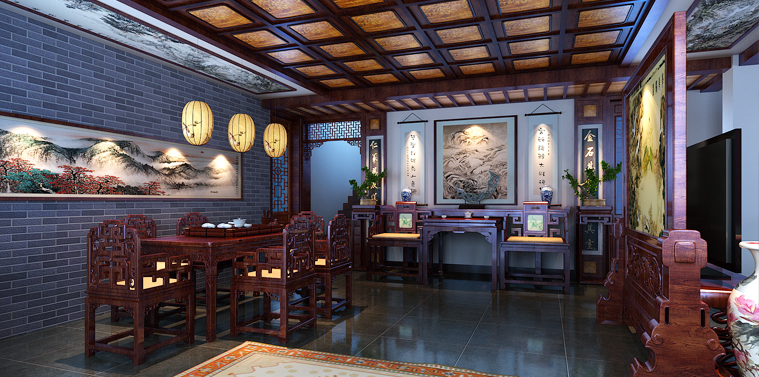 李先生豪宅别墅中式装修设计案例赏析--低调奢华的古典风格