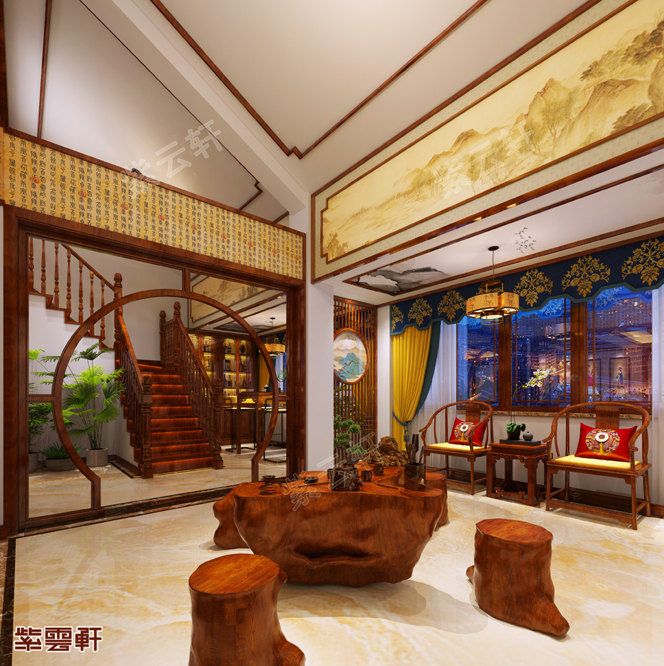 山东临沂田先生复式楼中式装修效果图 美轮美奂 别有洞天