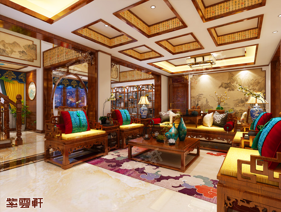 延庆复古中式设计别墅装修效果图 品中式古典韵味