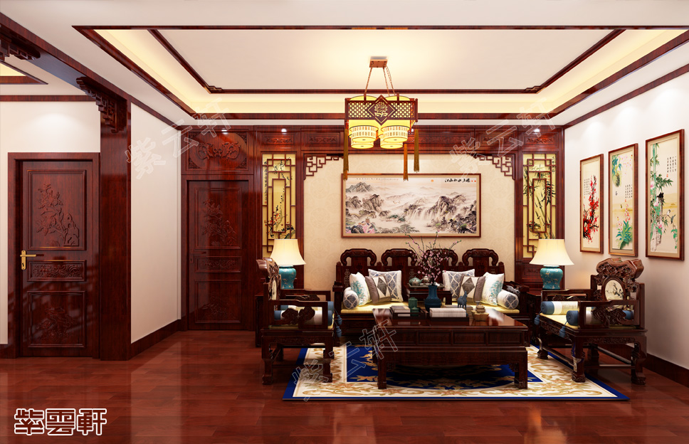 浙江舟山市别墅中式装修 宁静雅致 步步皆景