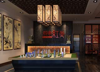中式风格公装店面展厅临时售楼处设计案例效果图赏析