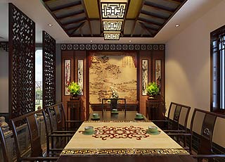 中式风格私人会所装修案例—闻一抹清香留一刻永恒