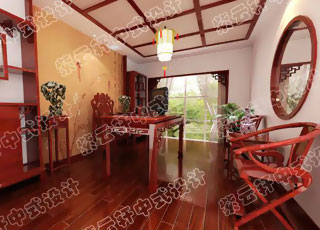 江南别墅简约中式风格装修设计，苏州某别墅中式装饰