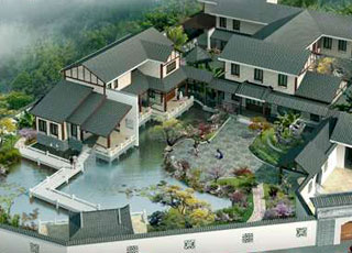 园林式别墅中式装修设计，新古典的江南人家