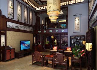 简约古典中式风格精品住宅--保定温总大宅设计复式装修案例