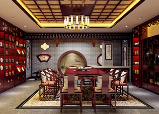 湛江茶楼会所古典中式装修案例图—优雅恬淡的田园生活